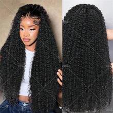 VIOLLY 杰瑞卷发 26 英寸黑色 13*6 高清透明蕾丝前额耳到耳自由分缝 200% 密度熔合发际线婴儿发预拔毛预漂白发结耐热不掉发混纺真人发假发 - 1B# - 查看 9