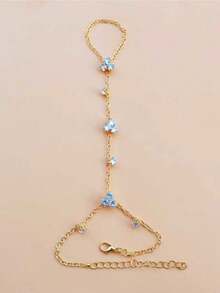 新款夏季水晶花朵手链，几何水晶手链，女士沙滩派对饰品 - 金色 - 查看 2