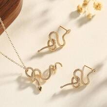 Fashionable Multi-Element Copper Alloy Zirconia Jewelry Set - High-End Set Suitable For Daily Wear And As Gifts For Festivals - Snake-shaped Jewelry Set - View 1
