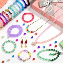 50pcs/10mm 30pcs/12mm Round Glass Beads, Multicolored Crystal Gemstone Beads, Round DIY Craft Beads, For Jewelry Making DIY Crafts, Handmade Necklaces, Bracelets, Phone Straps, Wedding Decorations, Adult Girls' Friendship Bracelets - Multicolor - View 6