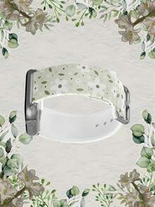 1条绿色底白色花朵图案柔软弹力透气舒适腕带，适用于 38mm 40mm 41mm 45mm 44mm 42mm 49mm，时尚休闲多色硅胶表带，适用于 Ultra SE/9/8/7/6/5/4/3/2/1 - 彩色 - 查看 5