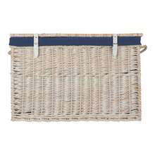 Red Hamper Large White Wash Wicker Storage Basket With Cotton Lining - Navy Blue - View 2