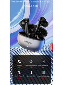 联想Thinkplus XT88入耳式蓝牙耳机，带双麦克风、立体声降噪、低音HIFI触控耳塞 - 查看 2