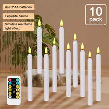 10 Packs/20 Packs, LED Cone-Shaped Candle, 9-Inch Flameless Taper Candle, With Remote Control, Flashing Flameless Candle, For Decorating Restaurants And Living Rooms, Using 2 AA Batteries (Batteries Not Included) - trắng - Xem 10
