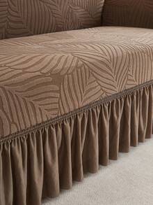 1pc Stretch Sofa Cover, Leaf Pattern Skirt Design, Dirt-Resistant, Washable (Hand Wash, Machine Wash, Dry Clean) Suitable For Loveseat, Living Room Sofa, Furniture - Coffee Brown - View 8