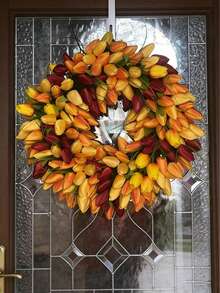 5/10/12支装高级仿真花，触感逼真，郁金香花束，适用于婚礼、房间、家居、酒店派对、情人节、新年礼物、生日、毕业礼物等场合。 - 橘色 - 查看 6