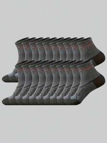1/5/10/20 双装男士运动字母袜，舒适柔软透气运动袜，休闲跑步袜 - 彩色 - 查看 5