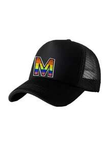 1PC Mesh Letter Embroidery Mesh Baseball Cap Boys Girls Outdoor Adjustable Casual Hats Boy Girl Travel Sunscreen Hat 8-14Y - Black - View 9