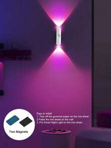 RGB/3-Color Magnetic Wall Light, LED Ambient Light, Magnetic No-Drill Installation, Motion Sensor, Multiple Adjustable Light Colors, Suitable For Various Wall Surfaces, Living Room, Bedroom, Hallway, Stairs, Bar, Dating Scenes - One Size Fits All - View 3