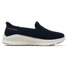 Skechers 女士休闲鞋 GO WALK NOW 女士舒适一脚蹬步行鞋，日常舒适透气休闲鞋，健身运动训练步行鞋 125644-NVW - 海軍藍色/白色 - 查看 3