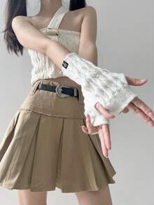 1 Pair Y2K Style Arm Warmers For Women, Punk Gothic Striped Fingerless Knitted Arm Sleeve Warmers For Halloween Cold Gloves Y2k Valentine's Day Valentines Summer - T009# Stripes - View 11