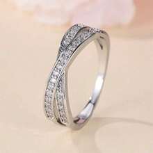 1 chiếc nhẫn zirconia tròn tối giản thời trang dành cho nữ, thích hợp đeo hàng ngày và làm quà tặng dịp lễ. - màu trắng bạc - Xem 7