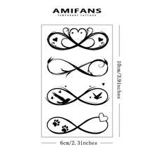 AMIFANS 无限符号临时纹身贴纸，半永久纹身，可持续1-2周，持久耐用，果汁纹身贴纸，逼真纹身贴纸，浪漫纹身贴纸，仿真纹身贴纸，防水，外观逼真，小众设计纹身贴纸，水果纹身贴纸，植物纹身贴纸 - 黑色 - 查看 3