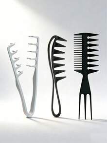 3pcs Men's Hair Brush Set - Soft Texture Wide-Tooth Comb, Volumizing Brush, Thick Double-Tooth Brush, Plastic Material Root Booster Brush Combo - Multicolor - View 12