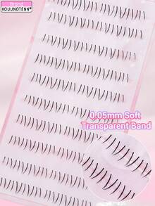 80pcs Cat Claw Style Lower Lashes, High Capacity Transparent Rod Natural Easy Stick A-Type Segmented Cluster Handmade False Eyelashes Extension Set, Suitable For Beginners - C - View 5