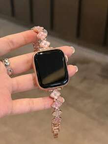 1 条女士镶钻星空表带，兼容 38/40/41/42/44/45/46/49 毫米表盘，兼容 Ultra/SE10/9/8/7/6/5/4/3/2/1 型号。 - 玫瑰金 - 查看 2