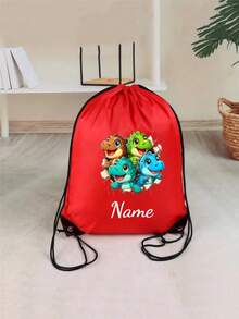 This Customized Drawstring Large Capacity Backpack Features A Dinosaur Print Pattern, Very Suitable For Sports Or Cycling. You Can Also Customize It With Your Name Or Holiday Greetings Printed On It. - Multicolor - View 17