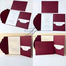 NIEWSPECIAL 10pcs Set Tri-Fold Pocket Wedding Invitation Envelopes, Simple Invitation Envelopes For Engagement, Christening, DIY Invitations, 5*7 Inch Invitations, Pocket Invitations, Customized Invitations, New Design Covers. Christmas Cards - 10Pcs - View 5