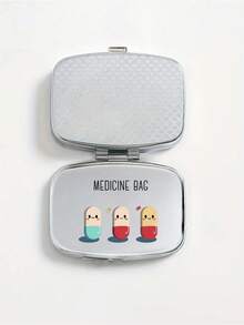 Square Pill Box, Printed With Capsules, Tablets, Letters, Medicine Bottle Patterns, Portable Medicine Storage Compartments, Mini Metal Storage Box, Portable Jewelry And Pill Box, Travel Pill Box, Large Capacity Compartments, Weekly Medication Organizer, Suitable For Daily Medication And Vitamins, Essential For Doctors And Nurses, Emergency Needs, Travel, Hiking Emergency Rescue, Personalized Creative Gift With Cartoon Logo, Only Empty Box - Multicolor - View 6