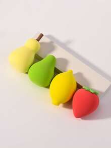 4pcs Dual-Purpose Wet/Dry Use Makeup Sponge - Friendly Makeup Sponge With Fruit Design, Strawberry, Pear, Avocado, And Lemon Shapes - Professional Beauty Eggs For Foundation, Powder, BB Cream - Unscented - Multicolor - View 14