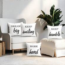 4pcs Inspirational Quote Pattern Pillow Cover, Single-Sided Printed Cushion Cover, Suitable For Living Room, Bedroom, Home Decor, All Season - Multicolor - View 9