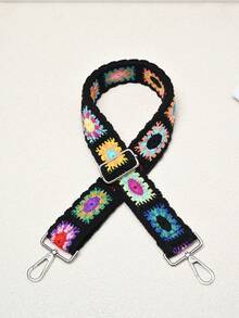 1pc Adjustable Crochet Flower Guitar Strap - Intricate Design, Detailed, Multifunctional, Can Be Used As Handbag Or Crossbody Strap - Vibrant Colors, Made Of Polyester, Suitable For DIY Wallet Making - Multicolor - View 16