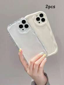 2 件装奶油色纹理波浪边纯色防震手机壳，兼容 16/16 Pro/16 Plus/16 Pro Max/15 Pro Max、13、14、Galaxy S24、Galaxy S24+、Galaxy S24 Ultra、Galaxy S22、Galaxy A13 4G、Galaxy A52、Galaxy A52s 5G、Galaxy A23、Galaxy A35、Galaxy A25、Galaxy A73、Note 11、11 Lite - 彩色 - 查看 47