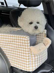 1pc Pet Car Seat For Dog And Cat, Center Console Dog Booster Seat With Protection Seat Belt And Soft Cushion - Multicolor - View 4