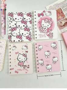 SANRIO Hello Kitty 4pcs A5/A7 Spiral Coil Notebook, Cute 50 Pages School Company Office Student Notebook, Cartoon Anime Stationery Notepad, Study Office Stationery Supplies - View 12