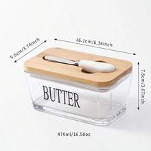 1 Set Acacia Wood Lid Glass Butter Dish. Thick Glass Butter Container With Bamboo Lid, Suitable For Home Kitchen, Large Capacity For Butter/Cookies/Snacks Storage, Ideal As Gift, Christmas Present - View 10