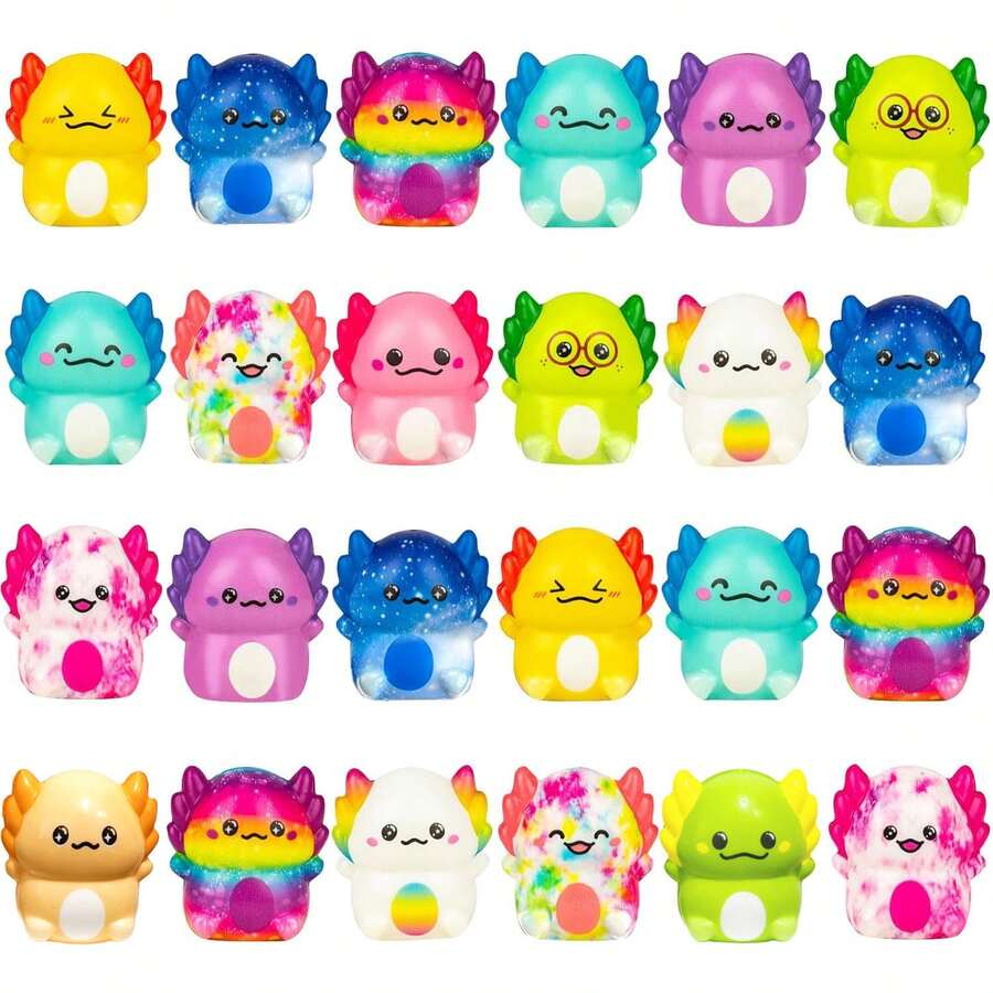 4/8/16/32/48个装 柔软可爱蜥蜴捏捏乐玩具，缓解压力，儿童礼物（男孩女孩皆宜），课堂奖励，生日派对小礼物，颜色随机 - 白色 - 查看 1