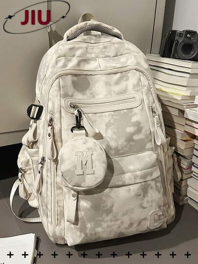 Zaino in nylon con scomparti multipli e stampa a lettere, può contenere un laptop da 15,6 pollici, zaino scolastico leggero con tasche multiple, zaino multifunzionale, borsa da viaggio di grande capacità, comoda borsa per pendolari, adatta per studenti, scuole medie, superiori, infermieri, insegnanti, professionisti, viaggi, pendolarismo quotidiano, shopping, ufficio, appuntamenti, escursioni, allenamento, lavoro, regalo di compleanno, regalo per le vacanze