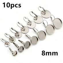 10pcs 6-25mm Inner Size Stainless Steel French Lever Earring Cabochon Blank Base Setting Tray DIY Ear Jewelry Making Bezel Accessories Findings - French Earrings - View 25