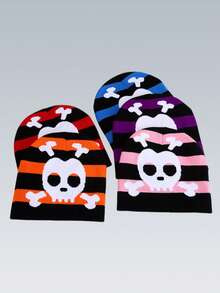 1pc Autumn And Winter New Jacquard Knitted Hat, Green Skull Wool Hat, Unisex Quirky Creative Fashion Warm Beanie - Jacquard Skull - View 2