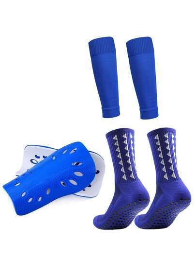 3pcs Youth Soccer Sports Set, Adhesive Soccer Leg Warmers + Long Tube Leg Warmers + Shin Guards, Suitable For Youth Soccer Training, Outdoor, Durable, Fit For 12-18 Years Old Boys And Girls