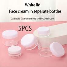 5 Stücke/Set 5g Reisegrößen Flaschen, geeignet für Zuhause und täglichen Gebrauch, Reiseessentials, Schraubverschluss Behälter für Schönheitsprodukte, ätherische Öle, Duschgel/Conditioner/Shampoo/Gesichtsreiniger/Handseife/Geschirrspülmittel/Lotion usw. - Weiss - Übersicht 5