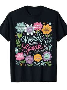 Un t-shirt inspirant pour homme et femme, orné du motif << Répandre la bienveillance ». Il arbore des affirmations positives, des motifs floraux et des mots réconfortants, agrémentés de phrases encourageantes. Ce t-shirt à manches courtes et col rond, à la coupe décontractée, est idéal au quotidien, confortable en toute saison et constitue un cadeau parfait pour les anniversaires, Noël et la fête des Mères. Disponible dans des coloris doux (rose, bleu, jaune, vert, violet). - Noir - Voir 2