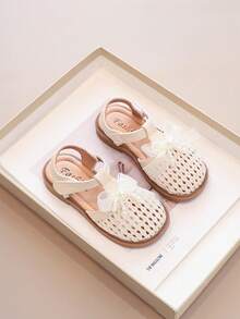 Sandalias de princesa tejidas huecas para niñas, zapatos de suela blanda antideslizante - Rosa - Ver 4