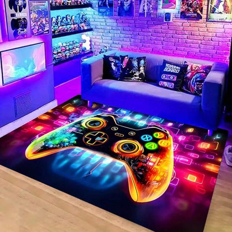 1pc Game Controller Decor Carpet, Decorative Rug, Bedroom Decor, Small Rug, Carpet, Home Decor, Living Room Carpet, Living Room Small Rug, Bedroom Rug, Living Room Home Decor, Outdoor Rug, Washable Carpet - Multicolor - View 1