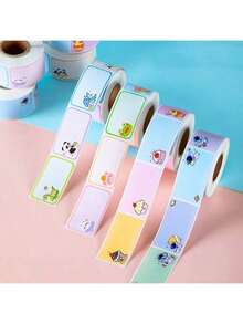 1200/600/300pcs Cartoon Name Stickers Suitable For Back To School Season, 300pcs Per Roll Colorful Self-Adhesive Label Name Stickers For Men And Women, Applicable To Water Bottles, Lunch Boxes And Nursery Items, Used For Organizing Cartoon Name Stickers For Back To School - One Size - View 3