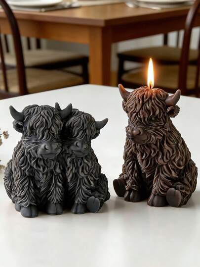 1pc Highland Cow Candle Mold Cute Scottish Longhair Cow Design For Aromatherapy Candle Soap Resin Gypsum DIY Craft Home Decor Silicone Mold Christmas Thanksgiving Valentine's Day Halloween