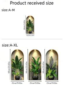 1-3片北欧拱形窗台绿植主题装饰贴纸，防水，PVC材质，易于粘贴和移除，适用于家居装饰、浴室、房间、客厅、更衣室、衣柜、书房、门廊、墙面美化。 - A - 查看 9