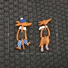 -Border Couple's Wooden Brooch, Retro Cute Animal-Themed Personalized Pin - 鼠男 - 查看 9