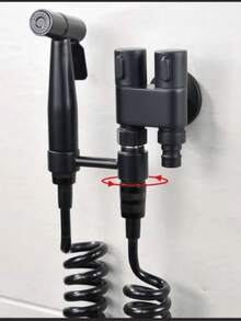 1pc Stainless Steel Dual Outlet Angle Valve - Space Saving Mini Valve With Universal Threads Suitable For Toilet Sprayer, Dual Control One Inlet Two Outlets (Black, Gold Available) - Type C Hardware Accessories - View 5