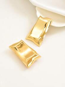 一对不对称立方体耳钉，百搭日常佩戴，适合女性 - 金色 - 查看 4