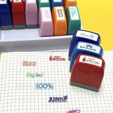 1PC Complete Self-Inking Press Teacher Stamp Set, Durable Handle Multi-Color Switchable, Motivational Phrases For Homework Grading, Positive Classroom Reinforcement, Creative Pattern Combinations - 1 Set - View 2