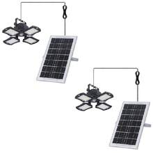 2 Packs Solar Outdoor Lights Solar Lights Indoor Motion Sensor Pendant Light 3 Colors 4-Leaf 4 Modes With Remote, Waterproof Security Lamp For Garage Shed Home Barn Shop Gazebo - 2packs - View 2