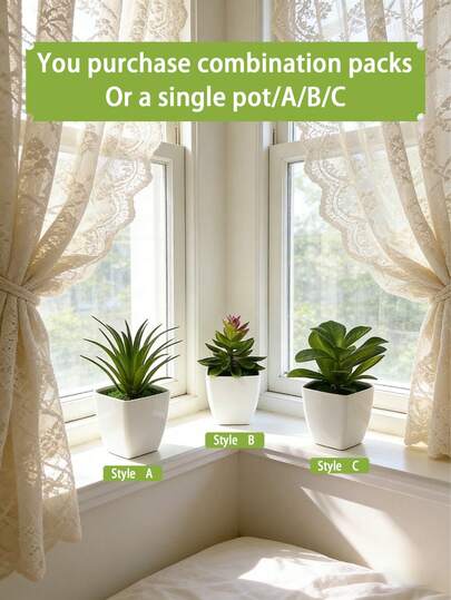 Plantas suculentas de plástico realistas surtidas en macetas pequeñas, adecuadas para tiendas, sala de estar, dormitorio, baño, escritorio, decoración, flores artificiales, decoración del hogar, plantas verdes falsas, adornos en miniatura para bodas (múltiples opciones)