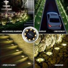 1/4 piezas Luces solares de acero inoxidable con 8 LED, luces de camino con encendido/apagado automático solar, seleccionables en cálido/blanco/color, luces de ambiente para jardín y fiesta, panel solar recargable, batería recargable incorporada, para jardín, patio, entrada, césped, escaleras, camino, iluminación de jardín, iluminación de entrada, iluminación de diseño elegante, iluminación decorativa navideña, regalo de decoración de jardín exterior - 8 LED - Ver 5