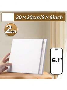 2 buah Panel Kanvas Siap Pakai, Bingkai Kayu, Bahan Kain, Berbagai Ukuran Cocok Untuk Melukis, Lukisan Minyak, Akrilik, Cat Air, Cocok Untuk Seniman, Profesional, Dewasa, Ukuran Termasuk 5x7 Inci, 8x10 Inci, 6x6 Inci, 8x8 Inci, 12x12 Inci, 9x12 Inci, 12x16 Inci, 16x20 Inci - Beraneka warna - View 2